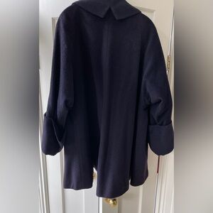 Elegant Navy Blue Women's Swing Coat